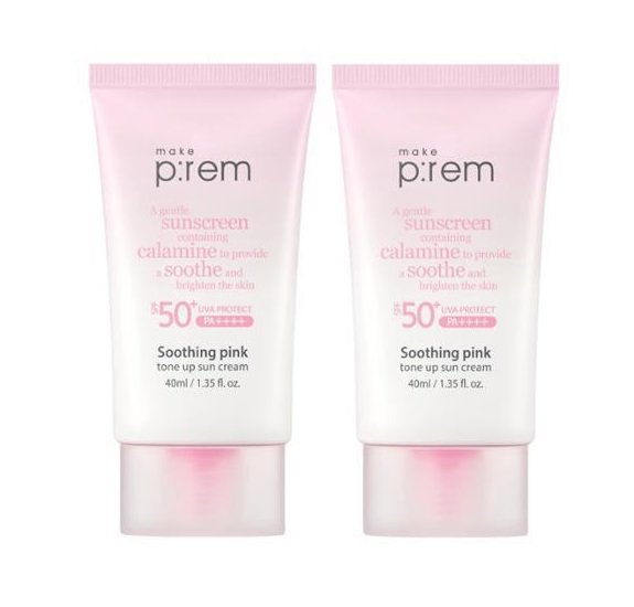 Make p:rem Soothing Pink Tone Up Sun Cream Combo 1+1 - 40 ml + 40 ml