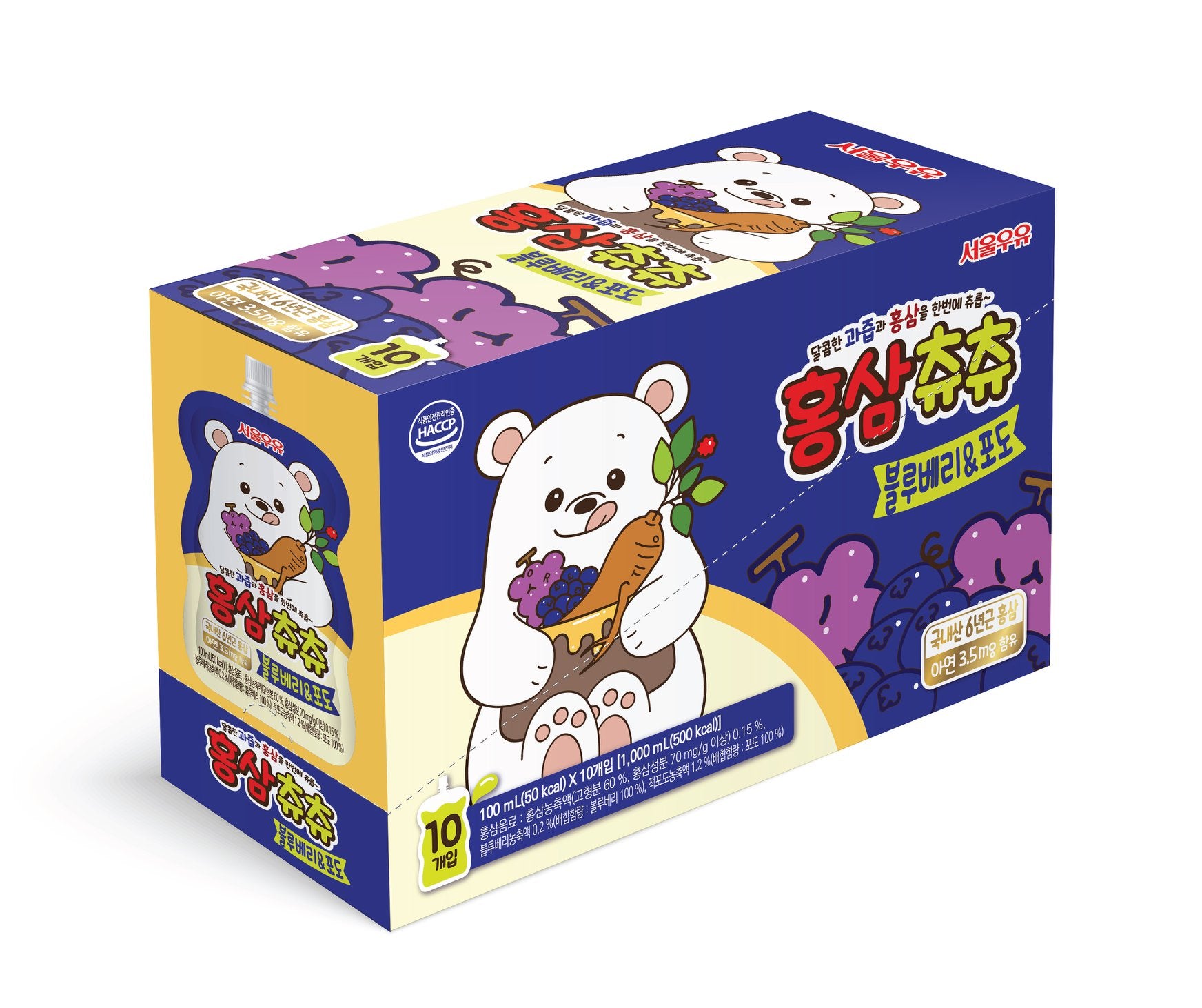 CHUCHU Korean Fruit Red Ginseng For Kids - 10 gói * 100 ml