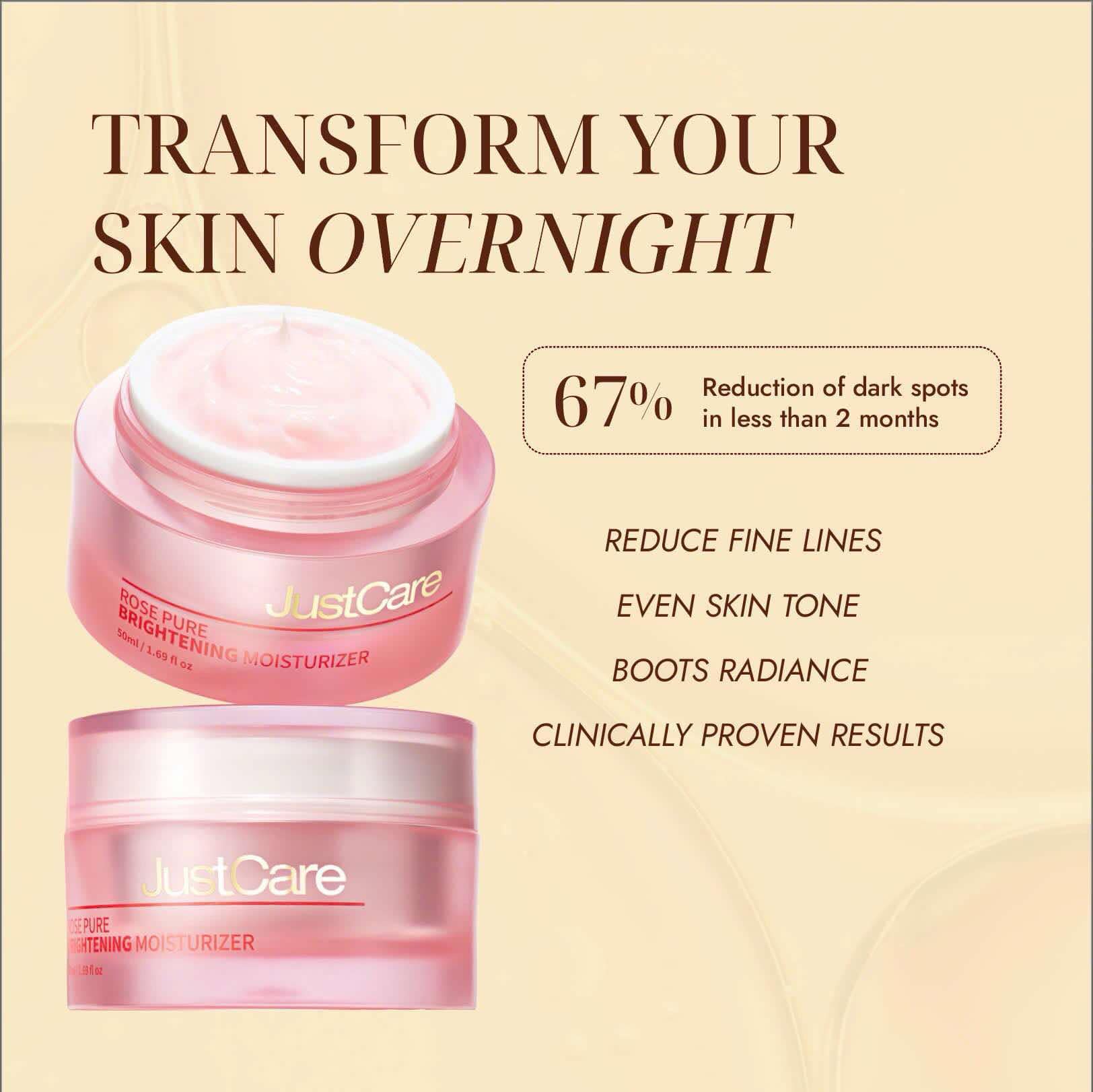 JustCare Cream Hyperpigmentation Treatment for Face 1.69 fl oz/50ml - Moisturizer for Face Korean