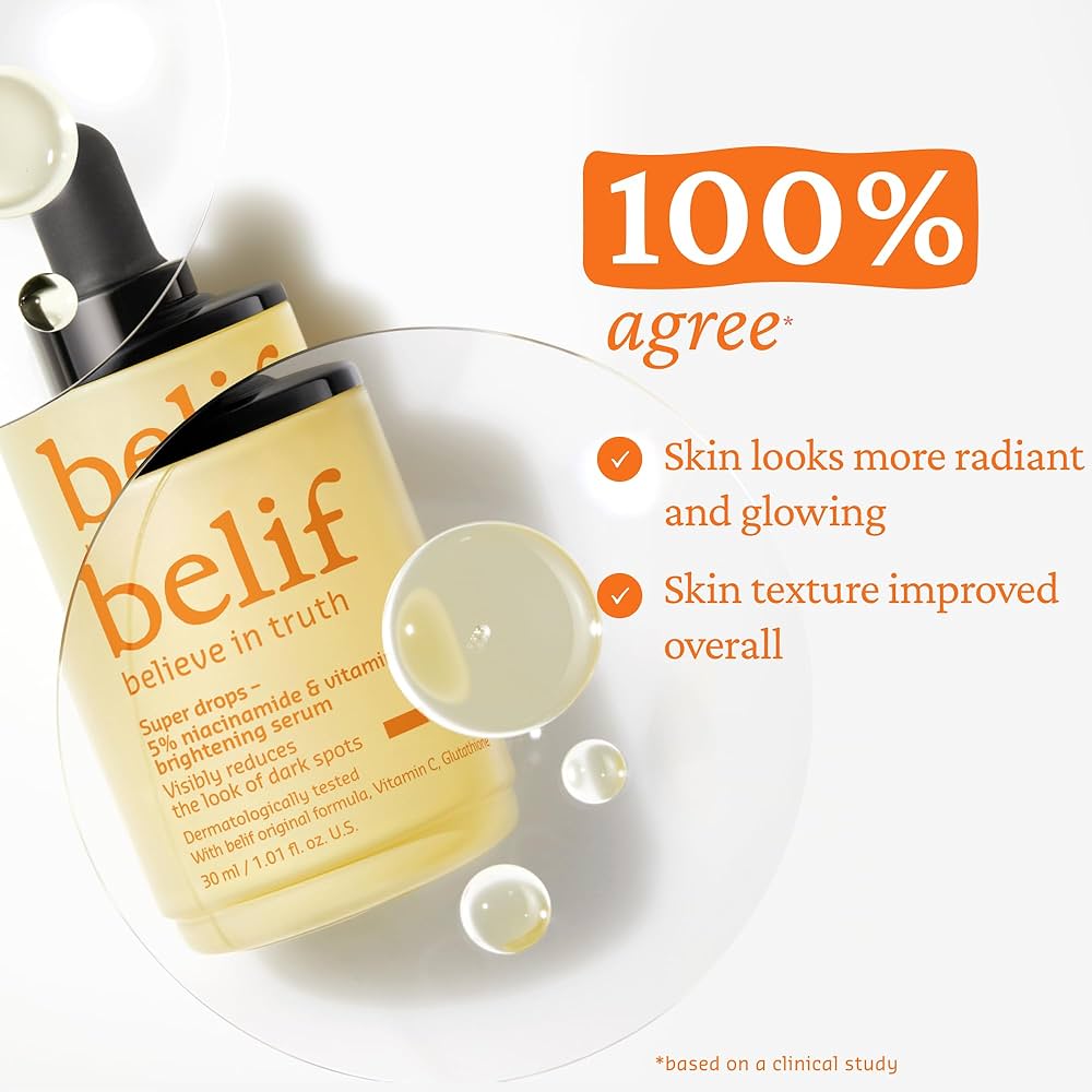 Belief Super Drops - Huyết thanh làm sáng da 5% Niacinamide & Vitamin C 30ml