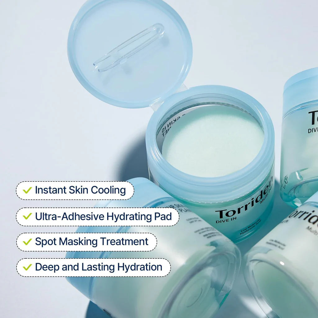 Tampons multi-usages Torriden DIVE-IN à l'acide hyaluronique de faible poids moléculaire 160 ml/80 unités