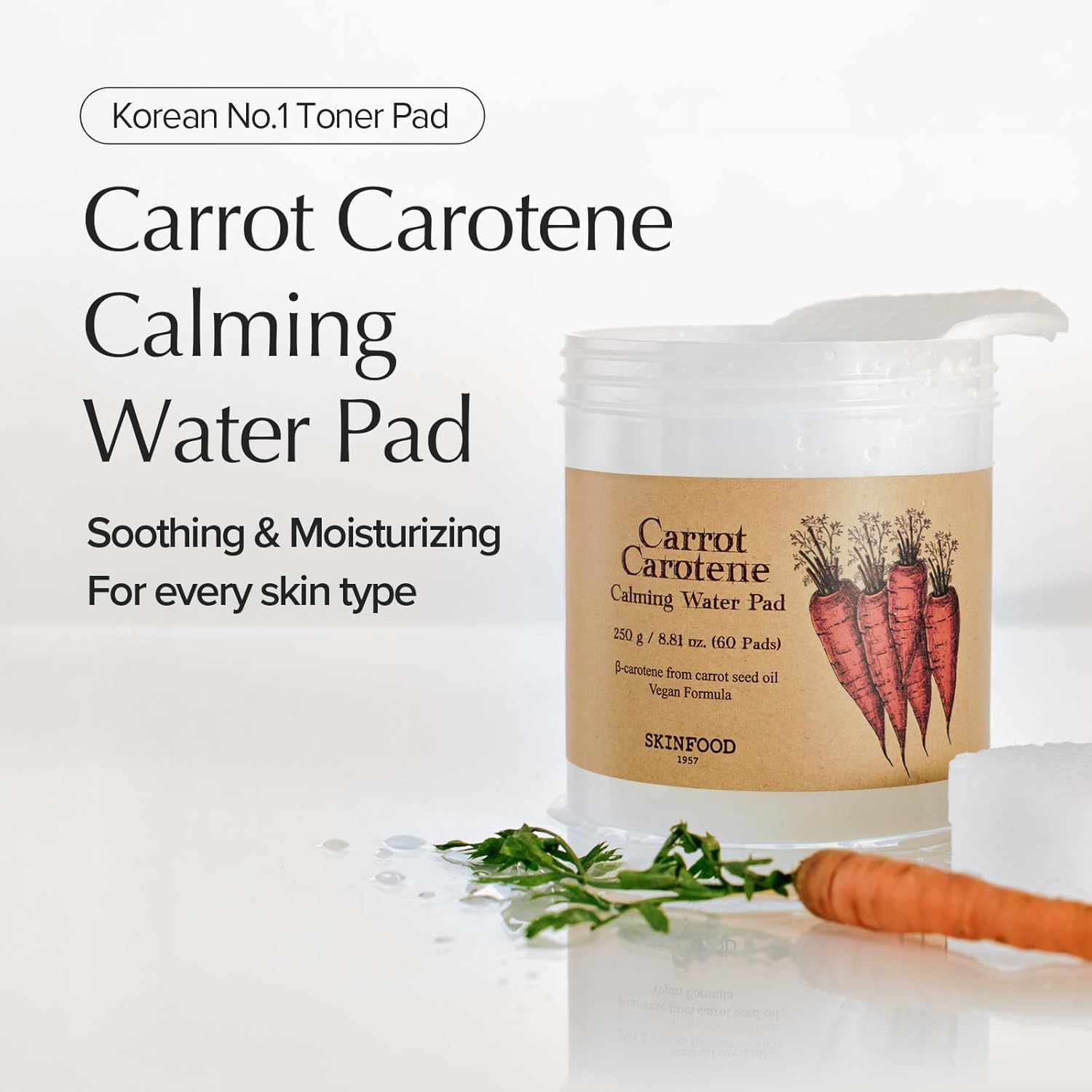 SKINFOOD Carrot Carotene Calming Water Pad 250g (8.81 oz.) 60 Sheets
