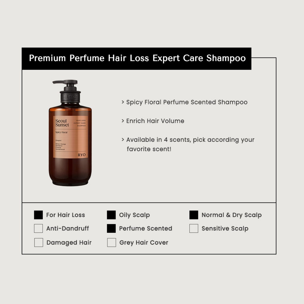 Ryo Hair Loss Expert Care Seoul Sunset Spicy Floral Shampoo Treatment Set 585ml +200ml