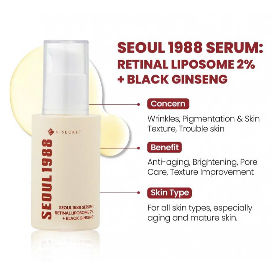K-SECRET SEOUL 1988 Anti-Aging Serum: Retinal Liposome 2% + Black Ginseng 30ml